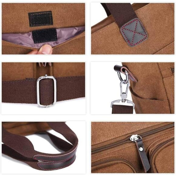 Womens Canvas Handbag Top Handle Satchel Tote Shoulder Bag Crossbody Work Bag - Picture 7 of 8